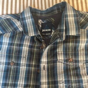 Prana Men's Blue Plaid Shirt